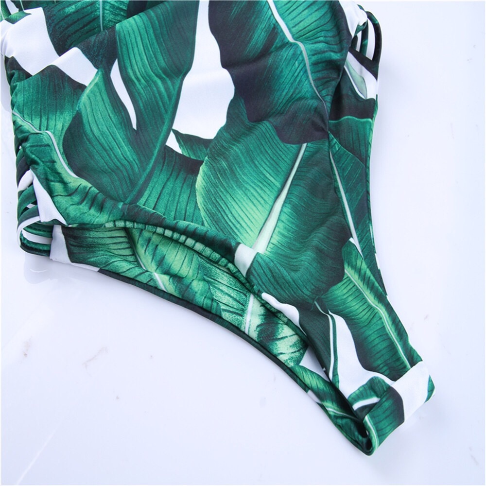 Leaf print one piece swimsuit - Picture 8 of 8